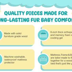 elevated wooden dog bed with memory foam mattress bedside attachment for pets bed for senior dogs