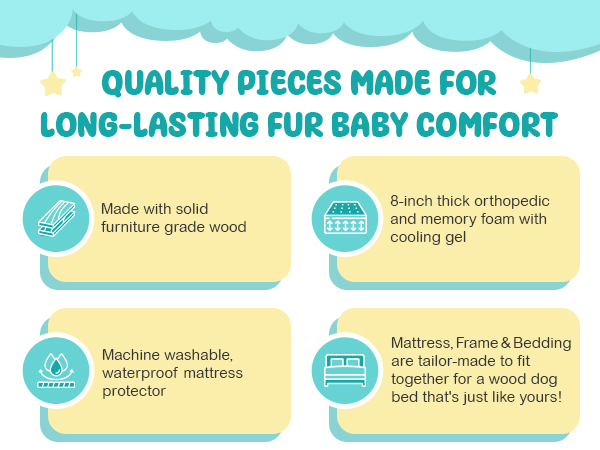 elevated wooden dog bed with memory foam mattress bedside attachment for pets bed for senior dogs