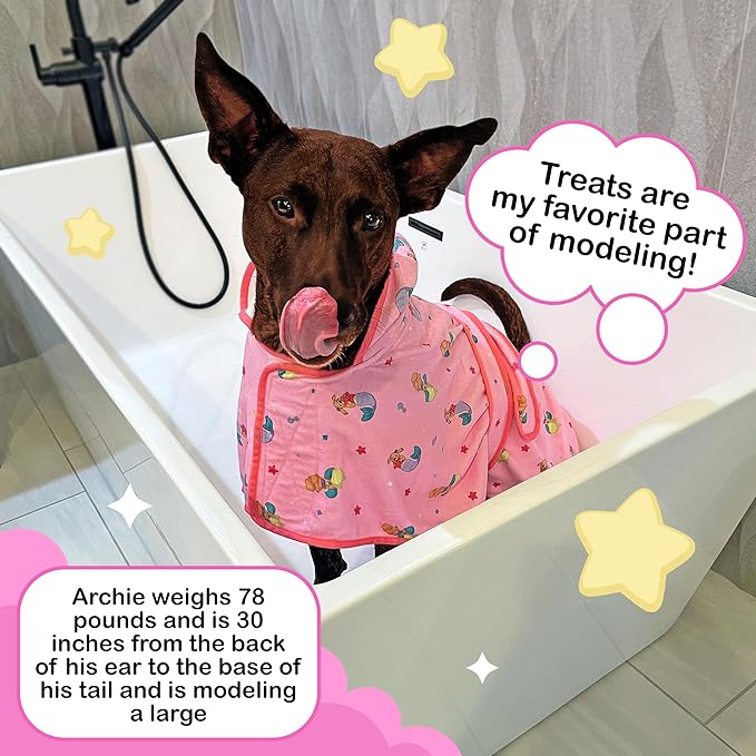 Sleepy Hippo soft and absorbent dog bathrobe in pink.