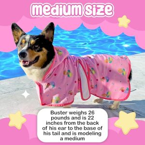 Sleepy Hippo soft and absorbent dog bathrobe in pink.