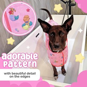 Sleepy Hippo soft and absorbent dog bathrobe in pink.