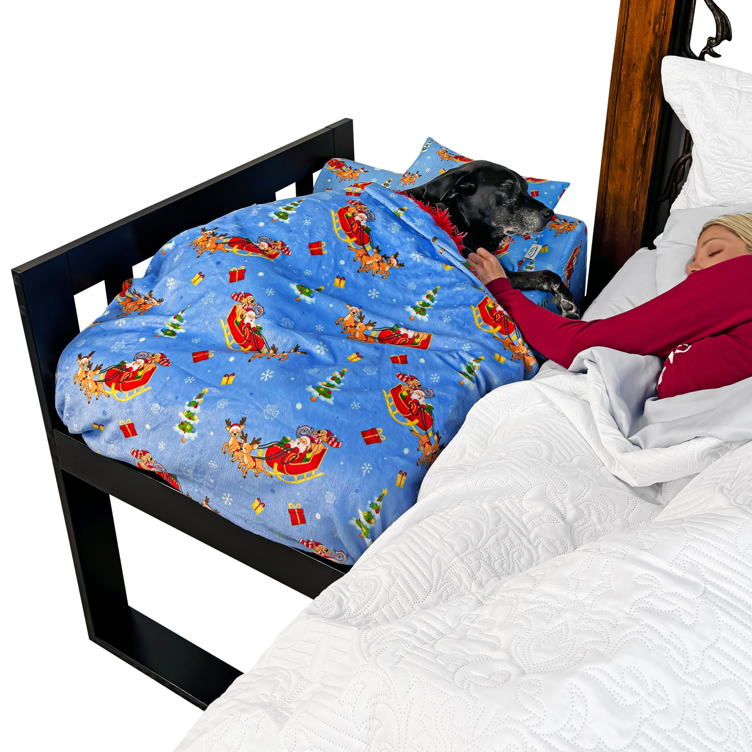 sleepy hippo dog bed attachment to human bed extender for dogs cosleeper extension